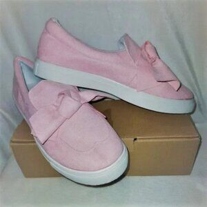 PLATFORM PINK SLIP ON BOW TIE SEWING CASUAL LOAFERS Size 9.5M NWT